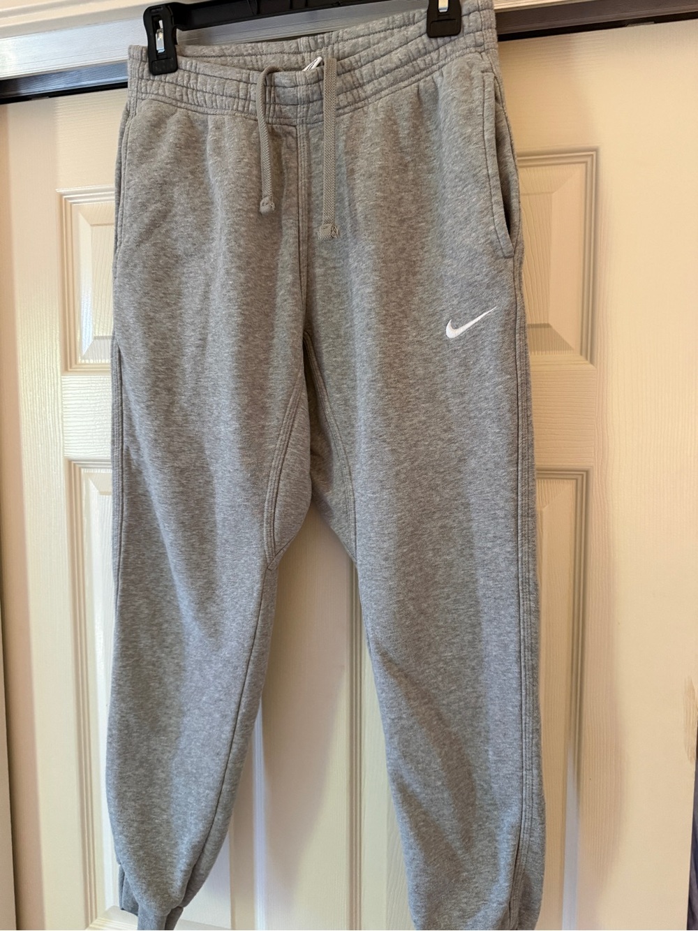Nike Youth Gray Fleece Joggers with White Swoosh